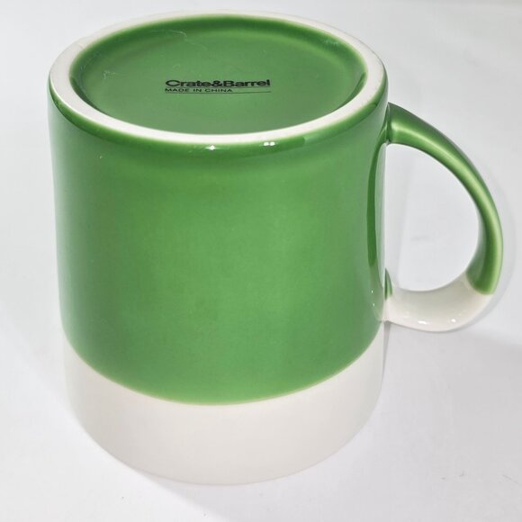 Vintage Crate&Barrel Color Block Coffee Mug Green and White Large 12-14oz - Picture 8 of 11